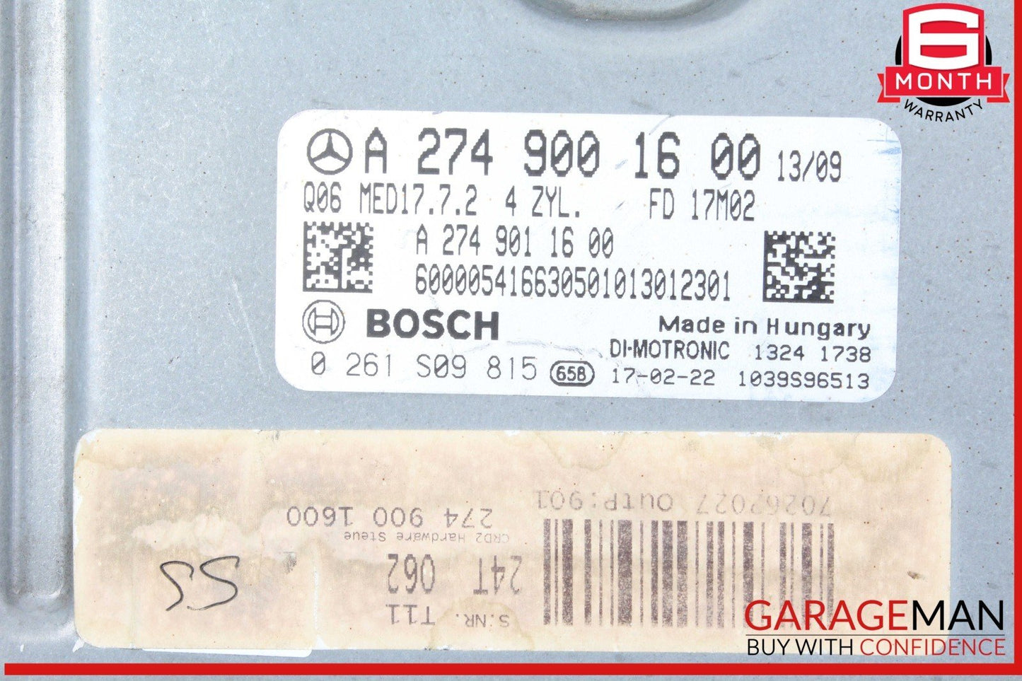 15-20 Mercedes W205 C300 GLC350e E300 M274 2.0L ECU ECM Engine Control Module