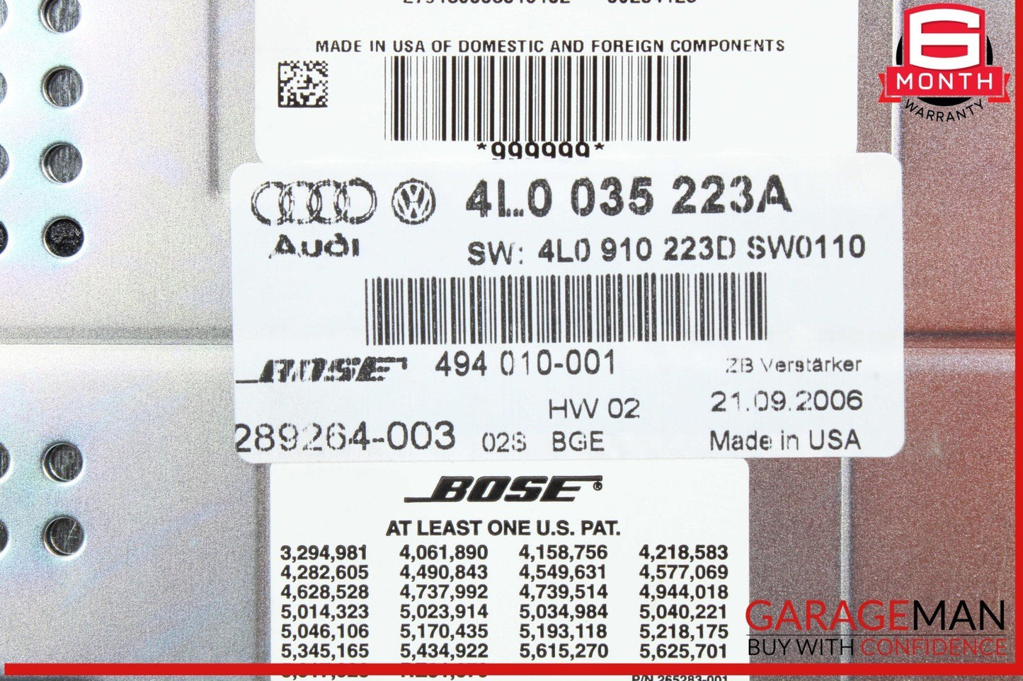 07-10 Audi Q7 Audio Radio Bose Sound AMP Amplifier AMP 4L0035223D OEM