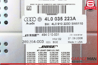 07-10 Audi Q7 Audio Radio Bose Sound AMP Amplifier AMP 4L0035223D OEM