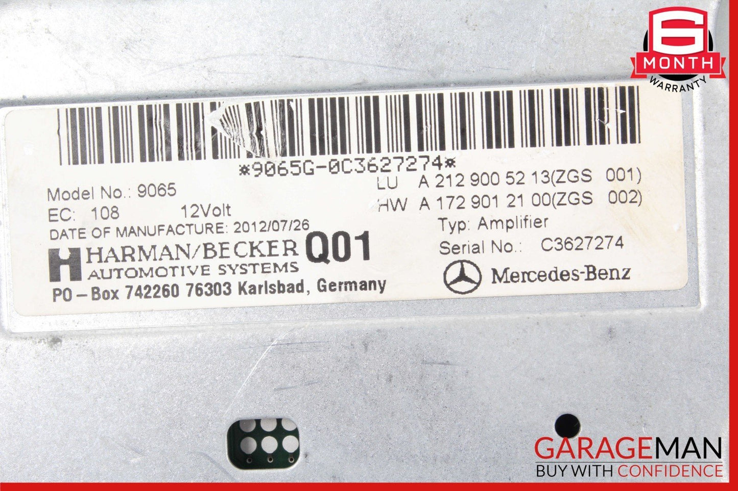 08-17 Mercedes W212 E350 E63 AMG Amplifier Amp Harman Becker 2129005213 OEM