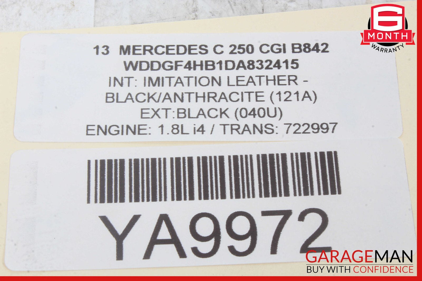 08-14 Mercedes W204 C250 C300 Rear Right Side Door Window Regulator Motor Unit