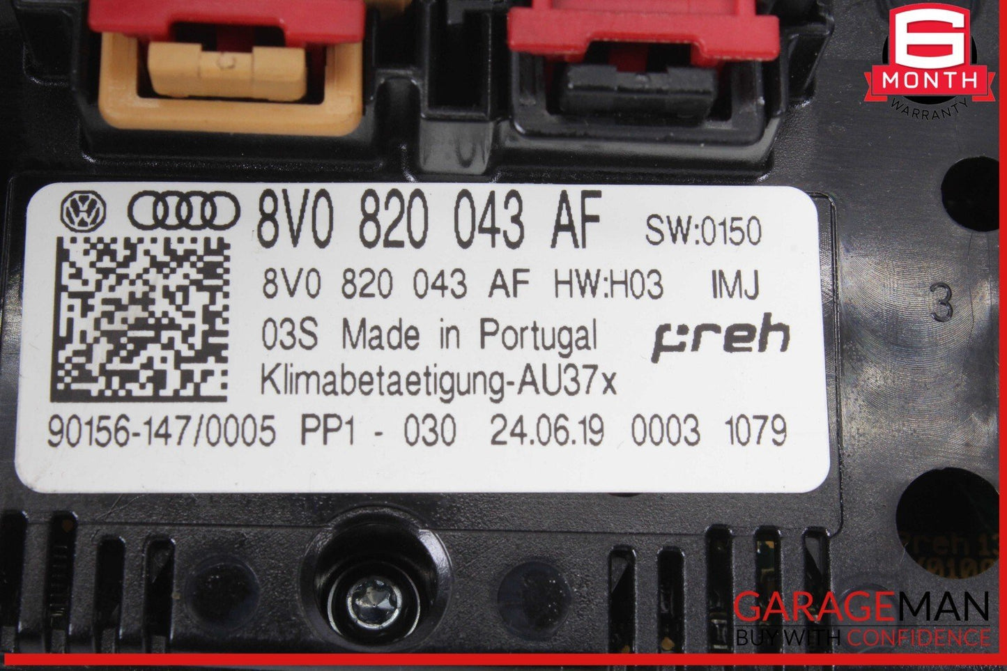 17-20 Audi S3 A3 Front Dash Hvac A/C Heater Control Switch Panel 8V0820043AF