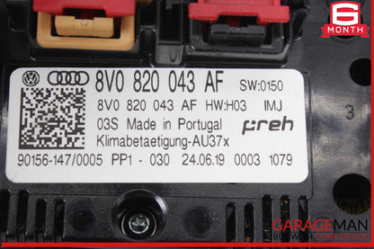 17-20 Audi S3 A3 Front Dash Hvac A/C Heater Control Switch Panel 8V0820043AF