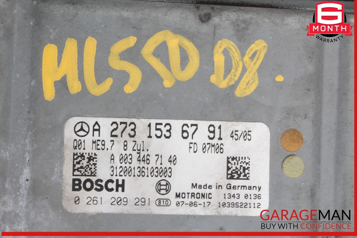 07-12 Mercedes W164 ML550 ECU ECM Engine Control Module Unit 2731536791 OEM