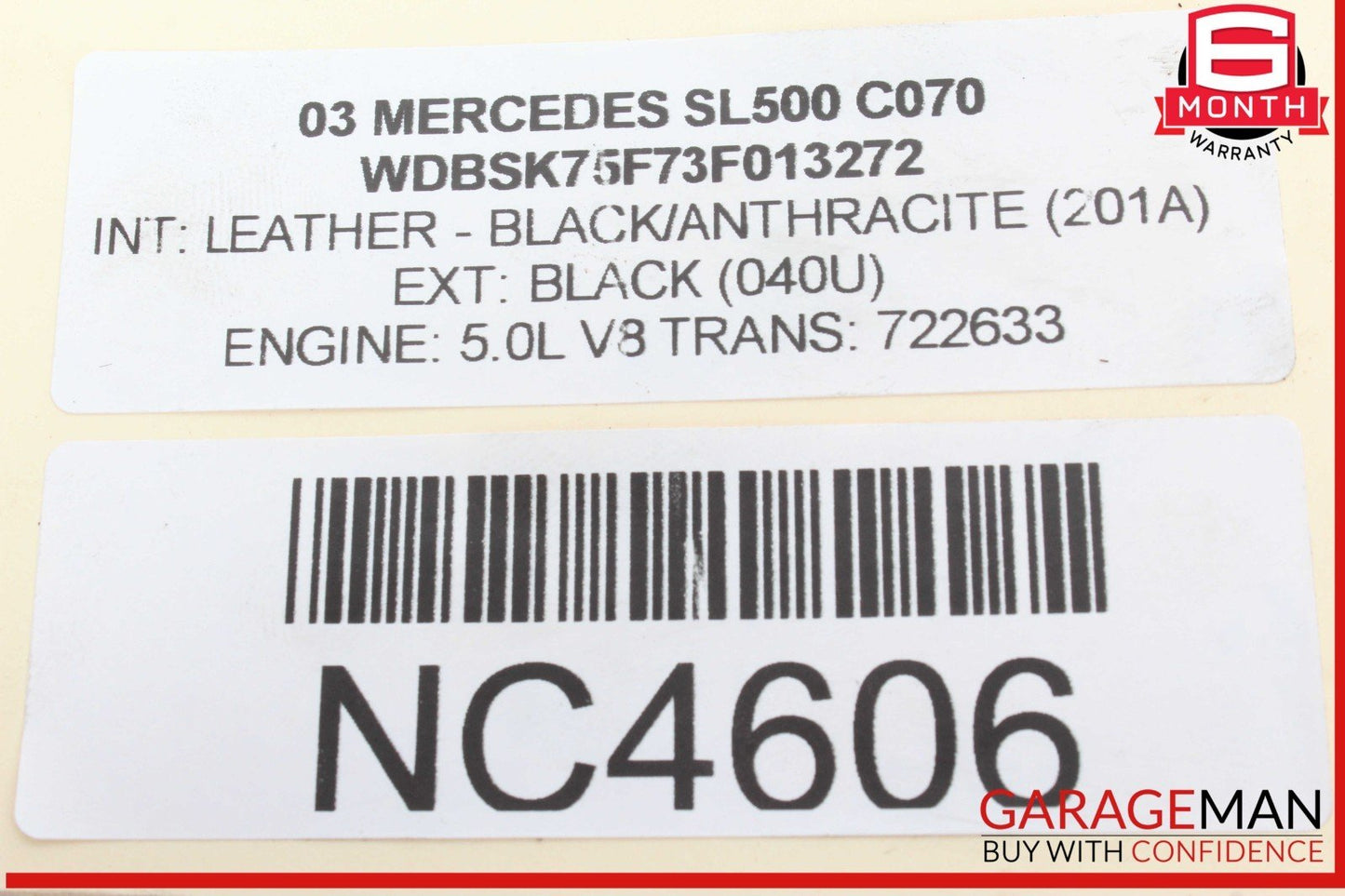 03-12 Mercedes R230 SL500 SL55 Convertible Top Left Load Assist Cylinder OEM