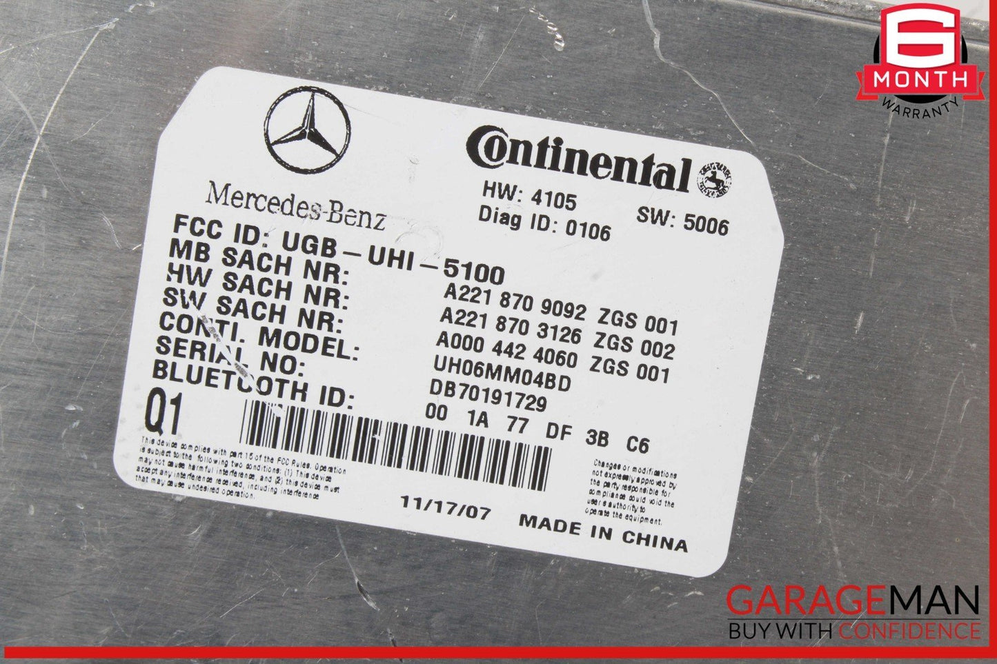 07-10 Mercedes W221 S550 CL550 Bluetooth Communication Module Unit OEM
