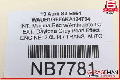 17-20 Audi S3 A3 Rear Left Driver Side Exterior Door Handle Gray 5N0837017D OEM