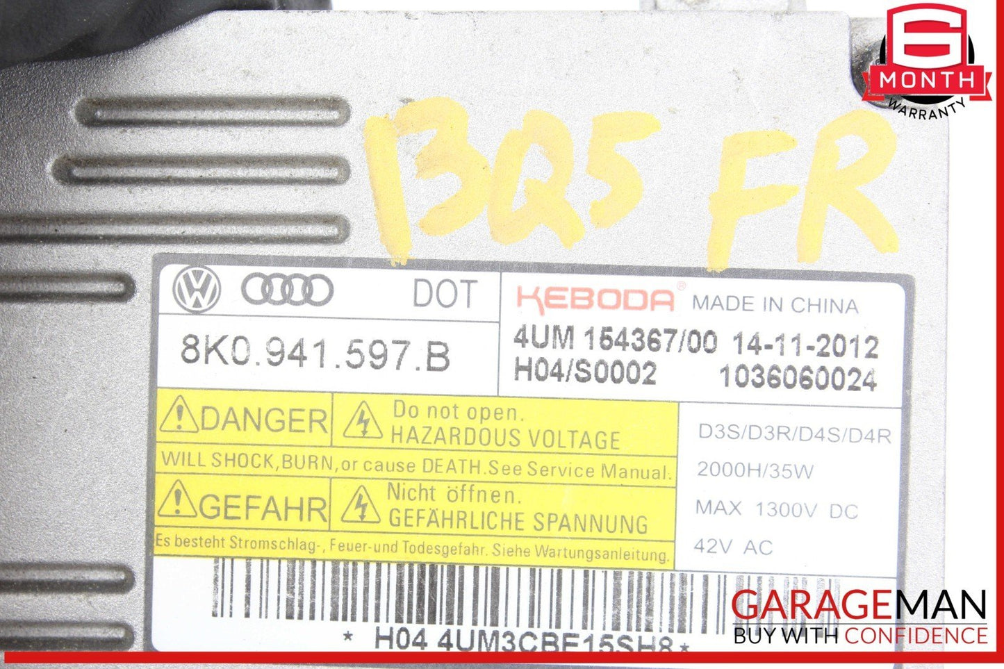 13-17 Audi Q5 Xenon HID Headlight Lamp Module 8K0941597B Genuine