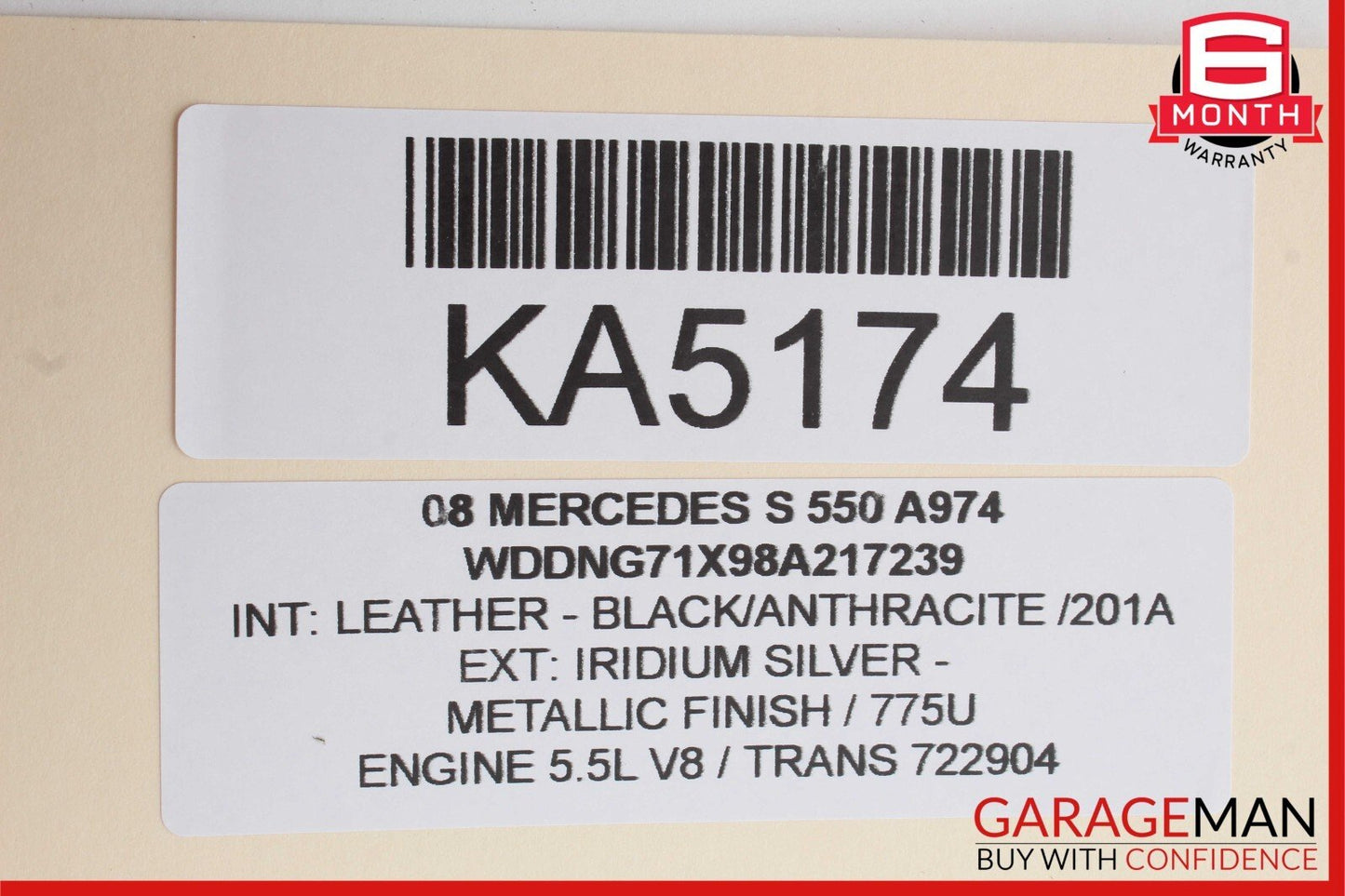 07-14 Mercedes W221 S550 CL550 Trunk Lid Unlock Release Handle 2217500893 OEM