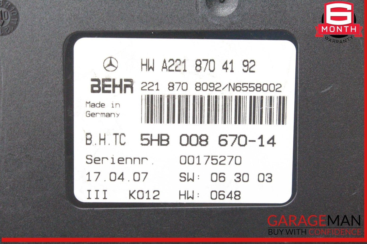 07-13 Mercedes W221 S63 AMG AC A/C Heater Control Module Unit 2218704192 OEM