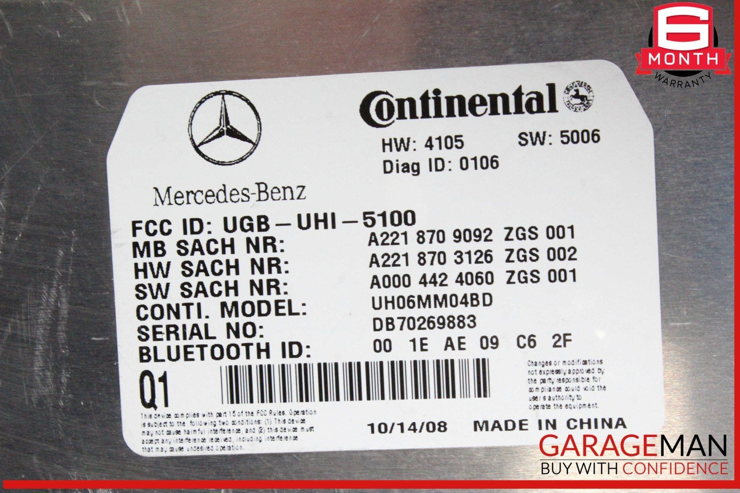 07-13 Mercedes W221 S550 CL550 Bluetooth Communication Controller Module OEM