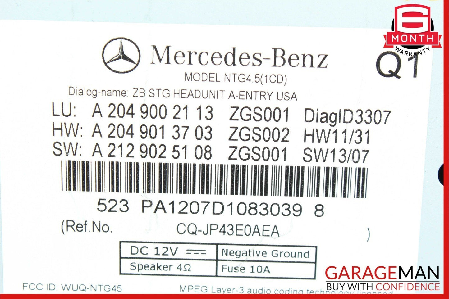 12-15 Mercedes W204 C250 C350 C300 Navigation Command Head Unit DVD CD Audio OEM