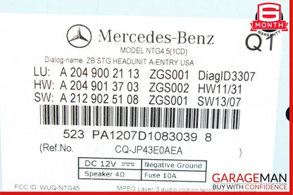 12-15 Mercedes W204 C250 C350 C300 Navigation Command Head Unit DVD CD Audio OEM
