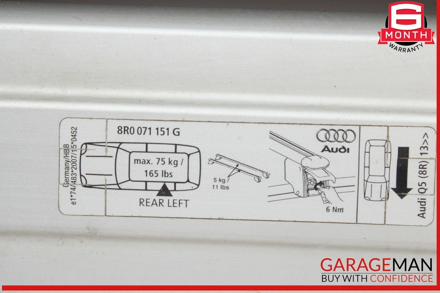 09-17 Audi Q5 Roof Rack Rails Cross Bars Set of 2 Pc OEM