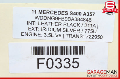 07-13 Mercedes W221 S550 S400 Rear Right Side Door Harness Wire Wiring Assembly