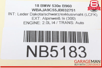 17-20 BMW 530E Rear Left Driver Side Bumper Light Reflector 7388765 OEM