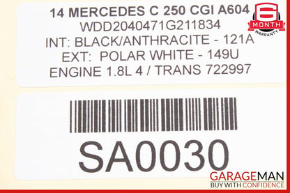 08-14 Mercedes W204 C300 Front Right Passenger Side Top Upper Seat Cushion Black