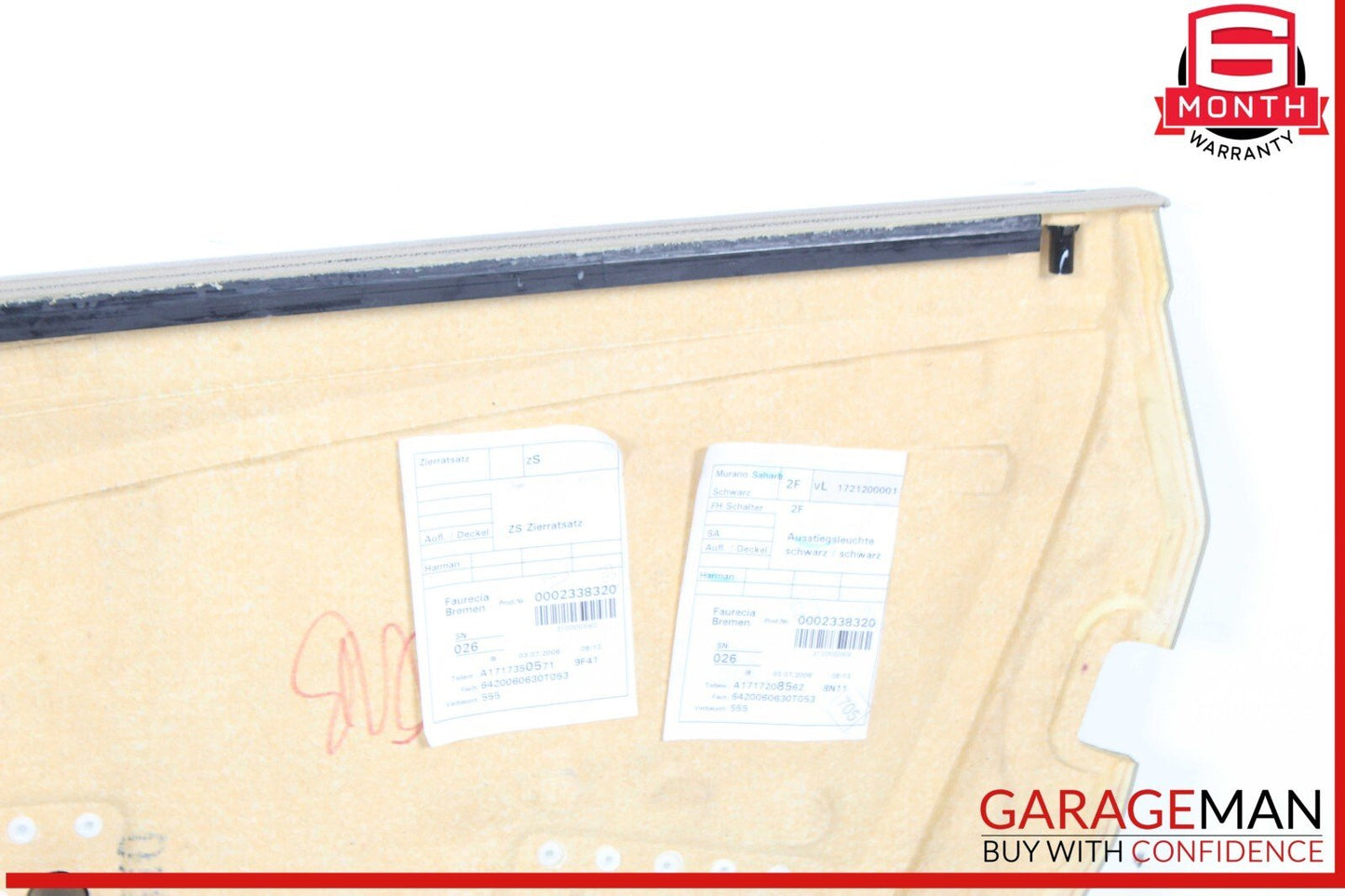 05-11 Mercedes R171 SLK350 Front Left Side Interior Door Panel Cover Assembly