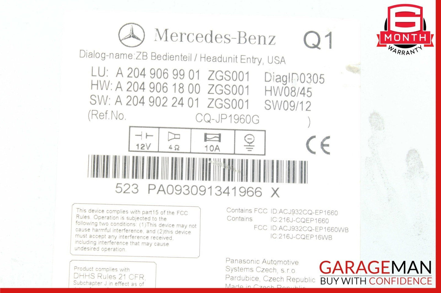 08-11 Mercedes W204 C300 C250 GPS Navigation Command Head Unit DVD CD Audio