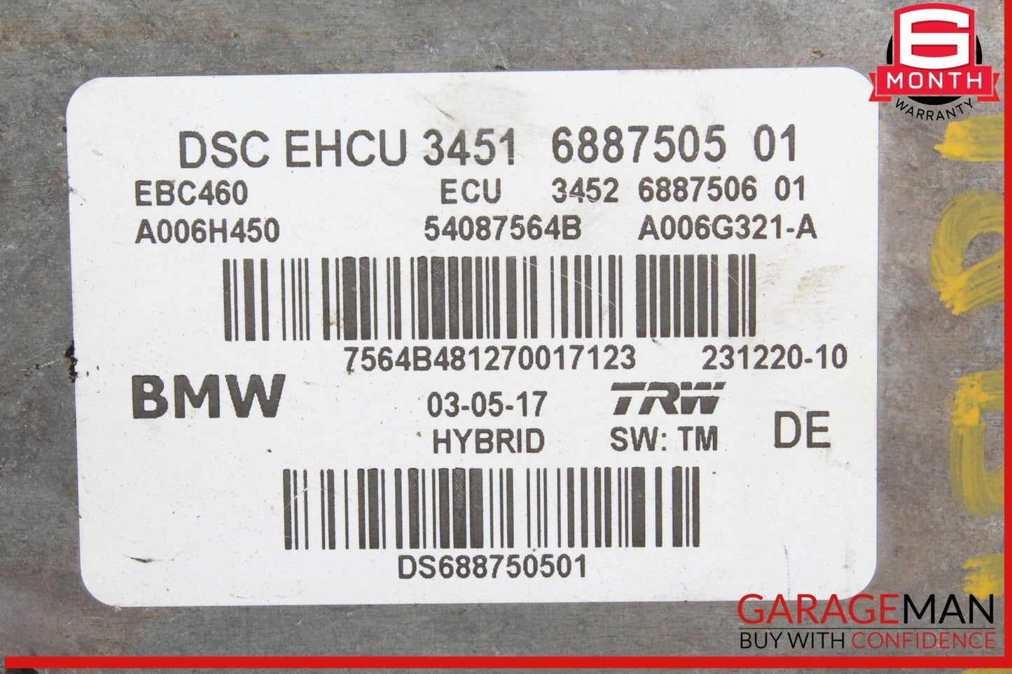 17-20 BMW 530E ABS Anti Lock Brake Pump Module 6887505 OEM