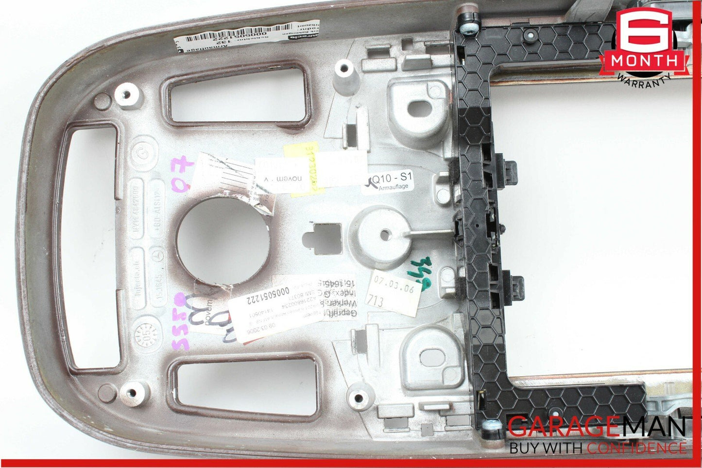 07-09 Mercedes W221 S450 S550 Front Center Console Armrest Trim Panel Wood Bezel