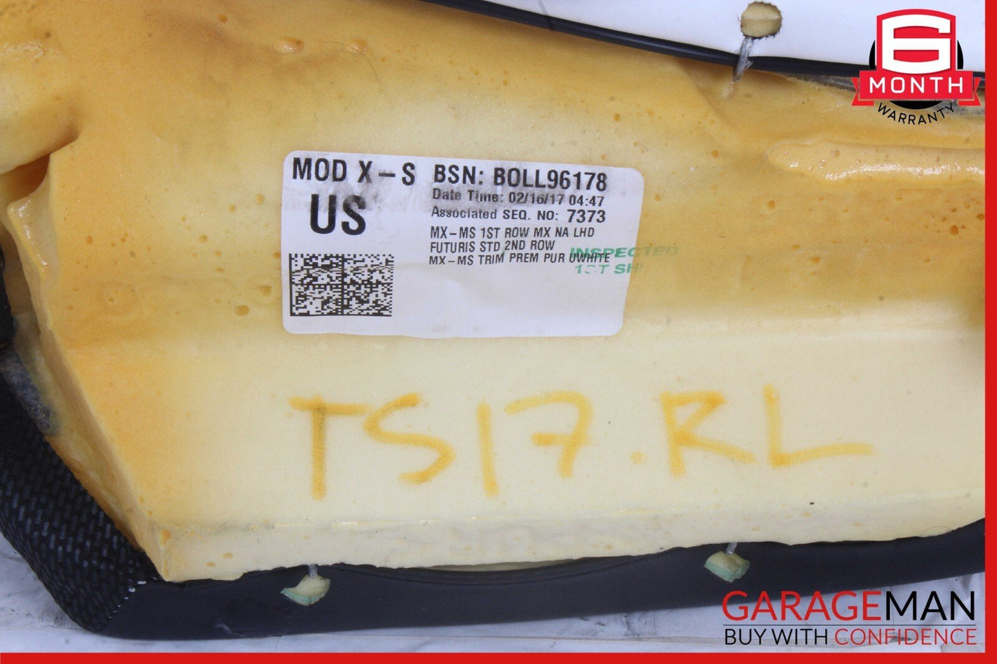 16-20 Tesla Model S Rear Left Driver Side Seat Bolster Cushion Cover White OEM