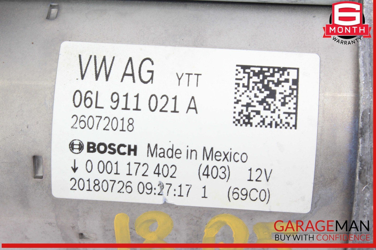 18-20 Audi Q5 Engine Starter Motor Bosch 06L911021A OEM