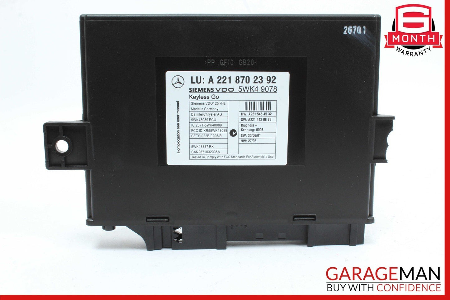 07-10 Mercedes W221 S550 CL550 CL600 S63 AMG Keyless Go Control Module Unit OEM