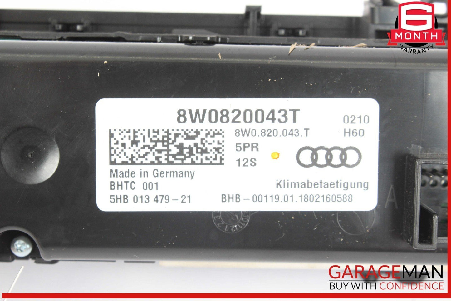 17-23 Audi RS5 S5 A4 Dash Dashboard AC A/C Climate Control Panel 8W0820043T OEM