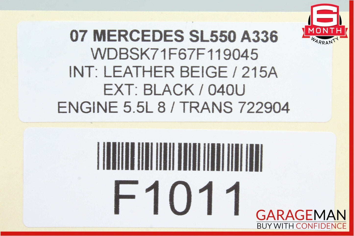 03-11 Mercedes R230 SL550 Left Convertible Roof Load Assist Hydraulic Cylinder