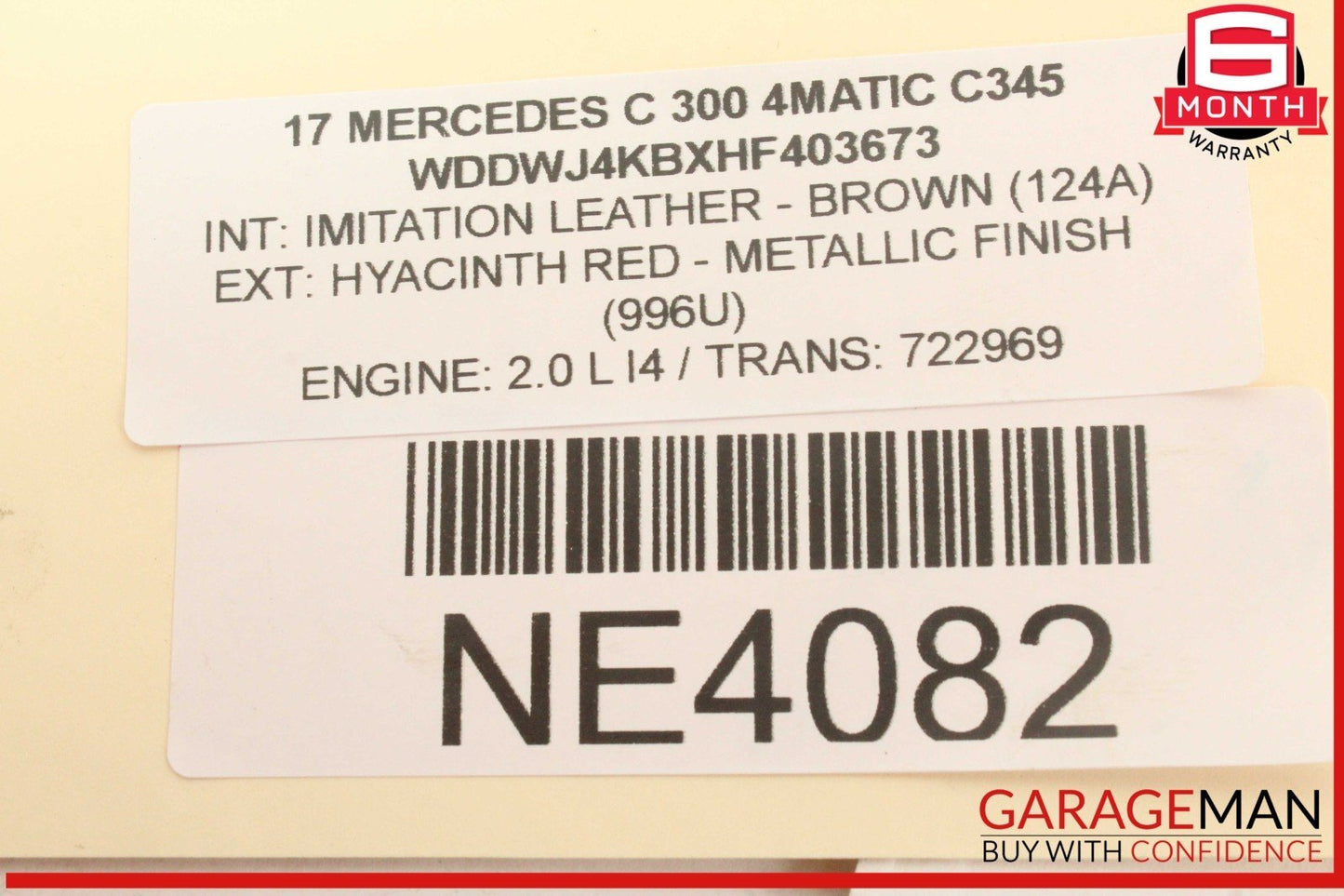 08-20 Mercedes W205 C300 4MATIC Rear Left or Right Lower Control Arm OEM
