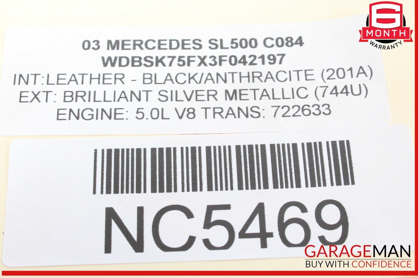 03-12 Mercedes R230 SL500 Convertible Left Main Top Drive Lift Cylinder OEM