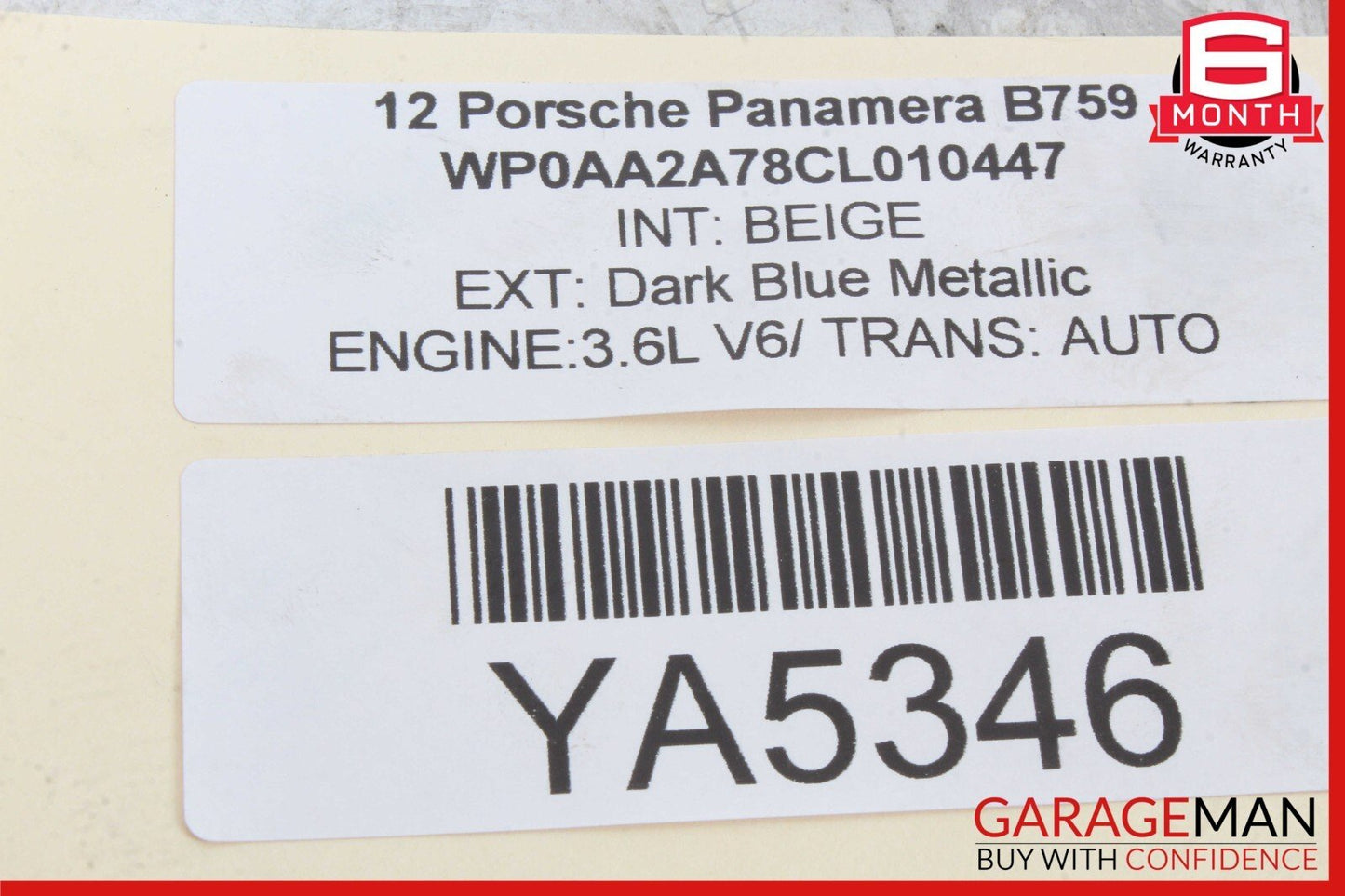 11-16 Porsche Panamera 970 3.6L Coolant Hose Pipe