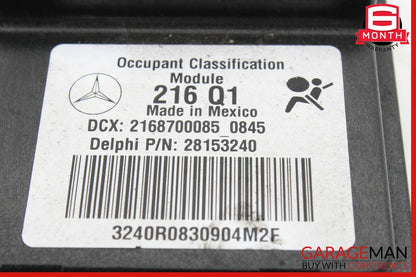 07-10 Mercedes W216 CL550 CL600 Seat Occupancy Module Right Passenger 2168700085