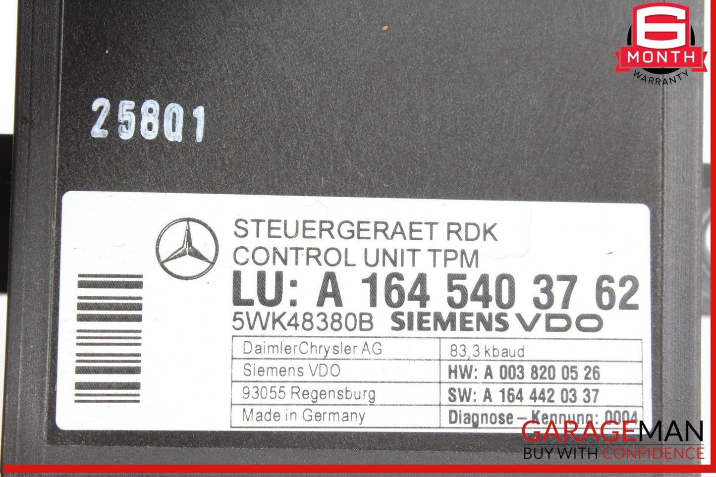 06-13 Mercedes W211 E550 ML350 R350 TPMS Tire Pressure Control 1645403762 OEM