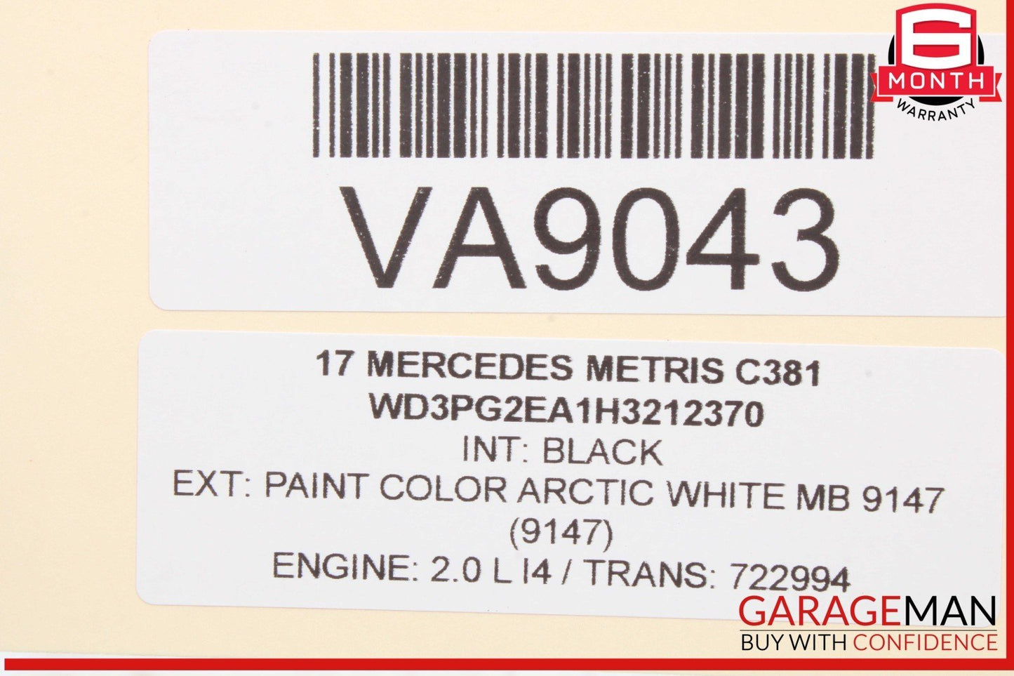 16-23 Mercedes W447 Metris SLC300 SLC43 AMG Engine Motor Alternator Bosch OEM