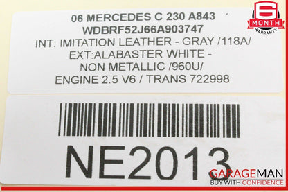 05-15 Mercedes W203 C230 Left Air Pump Check Valve EGR Emission 0021407460 OEM