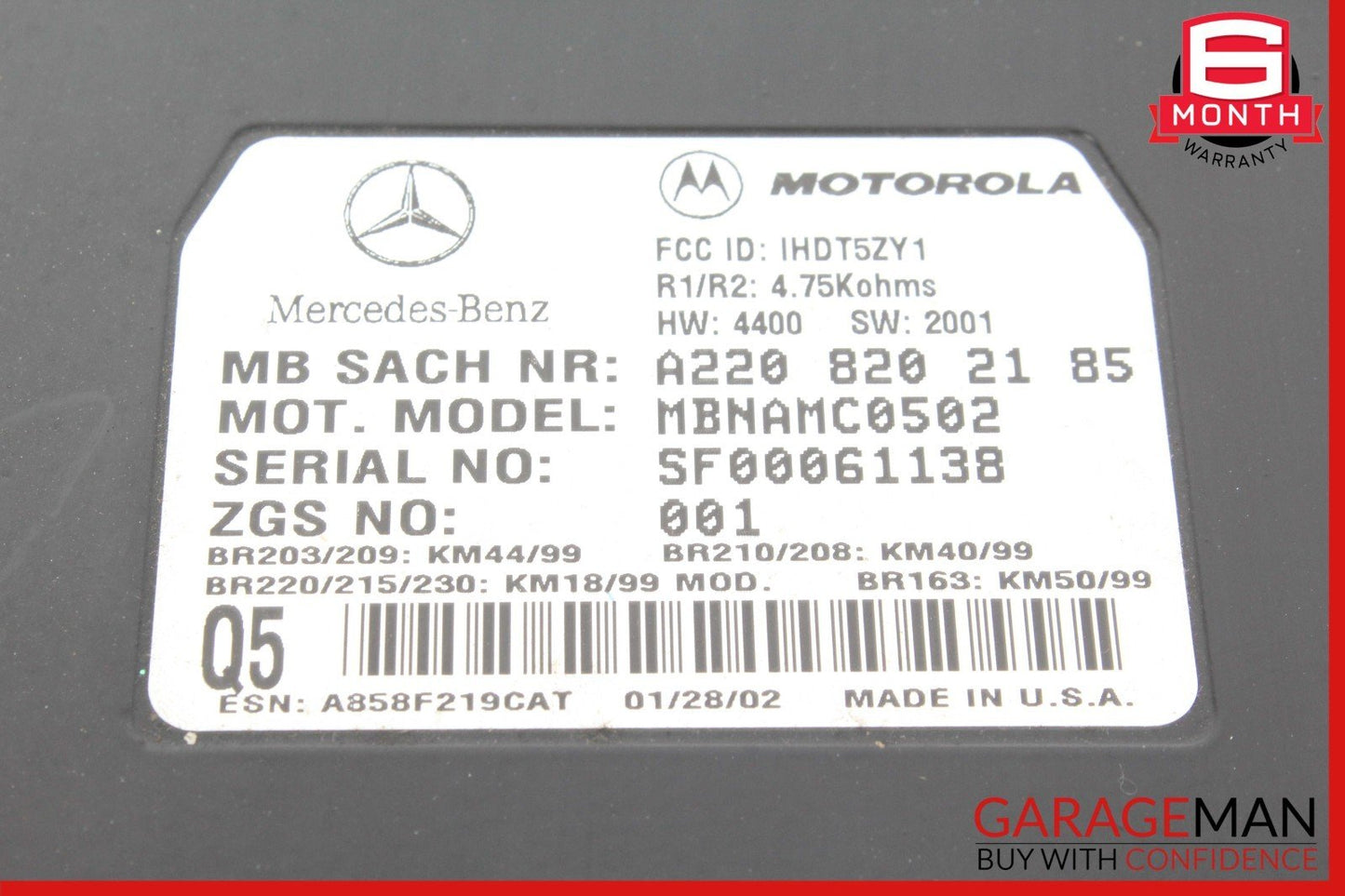00-06 Mercedes W163 ML500 Voice Command Control Module 2208202185 OEM