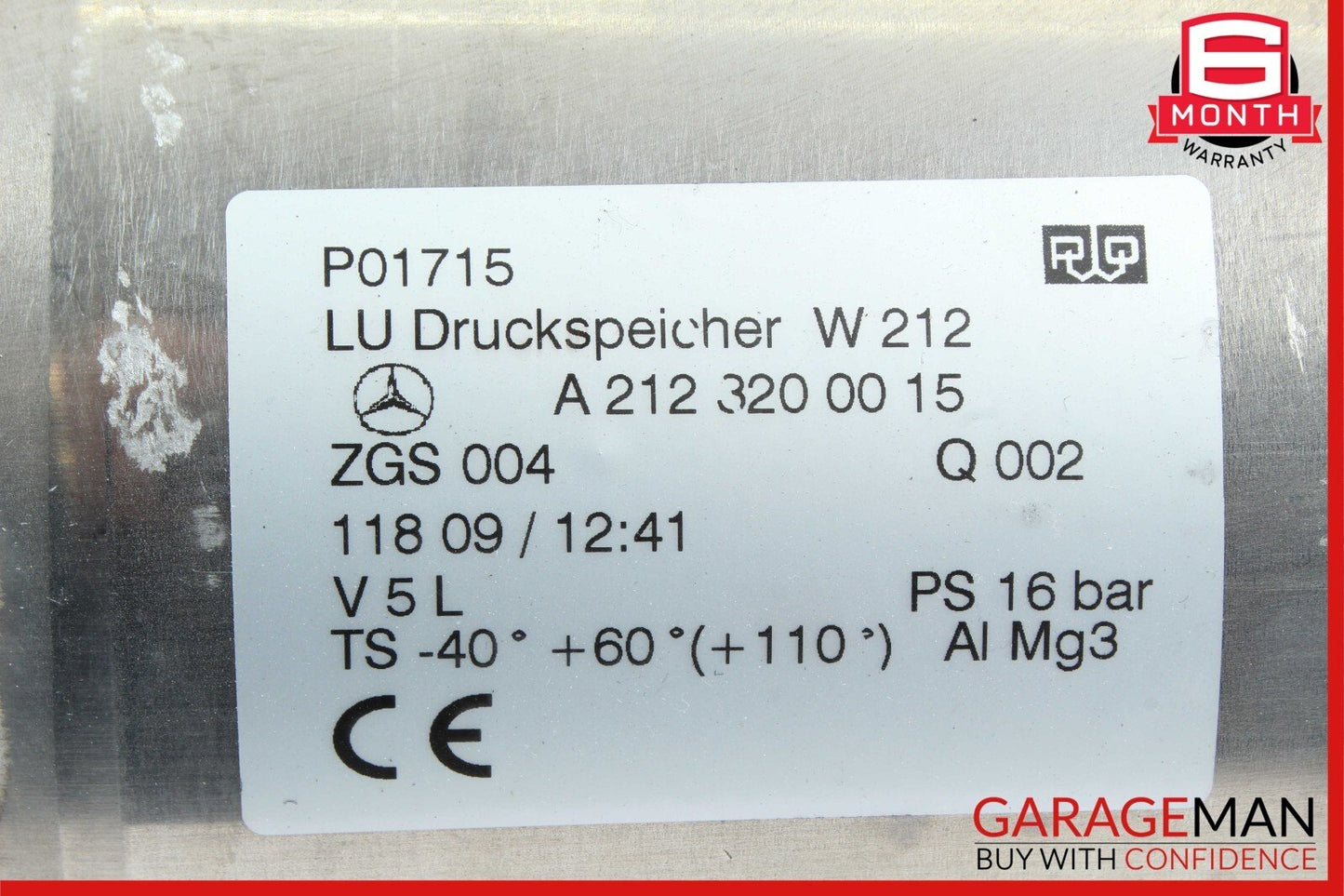 10-16 Mercedes W212 E350 E550 Air Tank Suspension Pressure Reservoir OEM