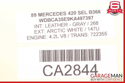 86-91 Mercedes W126 420SEL Sedan Rear Left Side Exterior Door Handle OEM