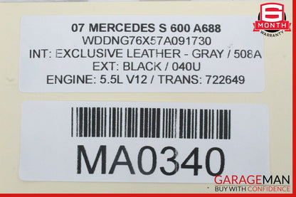 07-09 Mercedes W221 S600 Front Left Side Seatbelt Seat Belt Retractor Black OEM