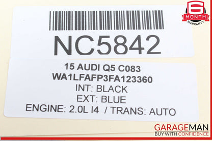 13-18 Audi Q5 Q3 Front Left Driver Side Sun Visor Sunvisor Black 8K0857551 OEM