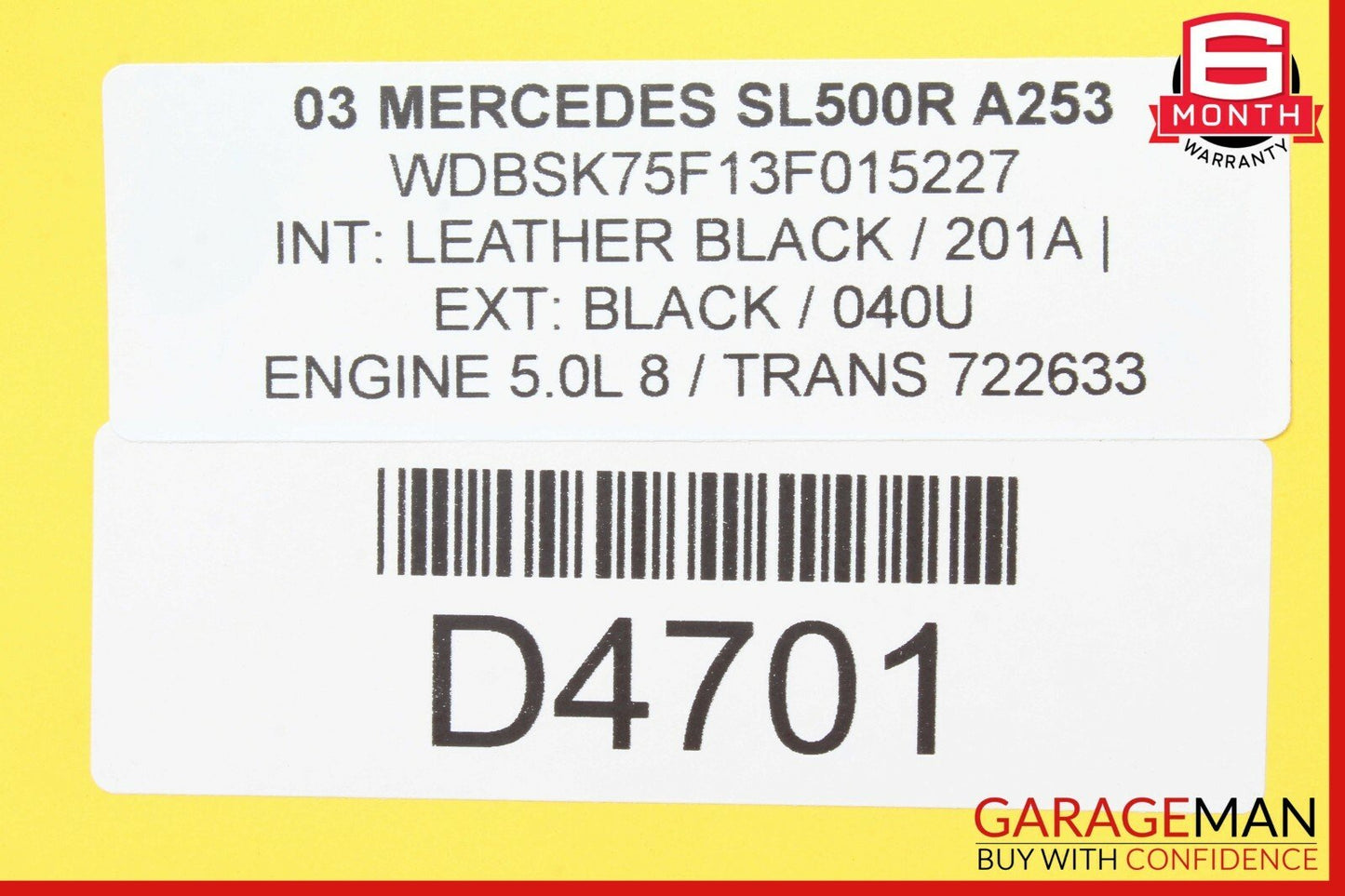 03-11 Mercedes R230 SL500 SL550 Convertible Left Main Top Drive Lift Cylinder