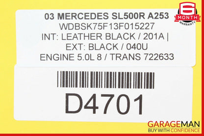 03-11 Mercedes R230 SL500 SL550 Convertible Left Main Top Drive Lift Cylinder