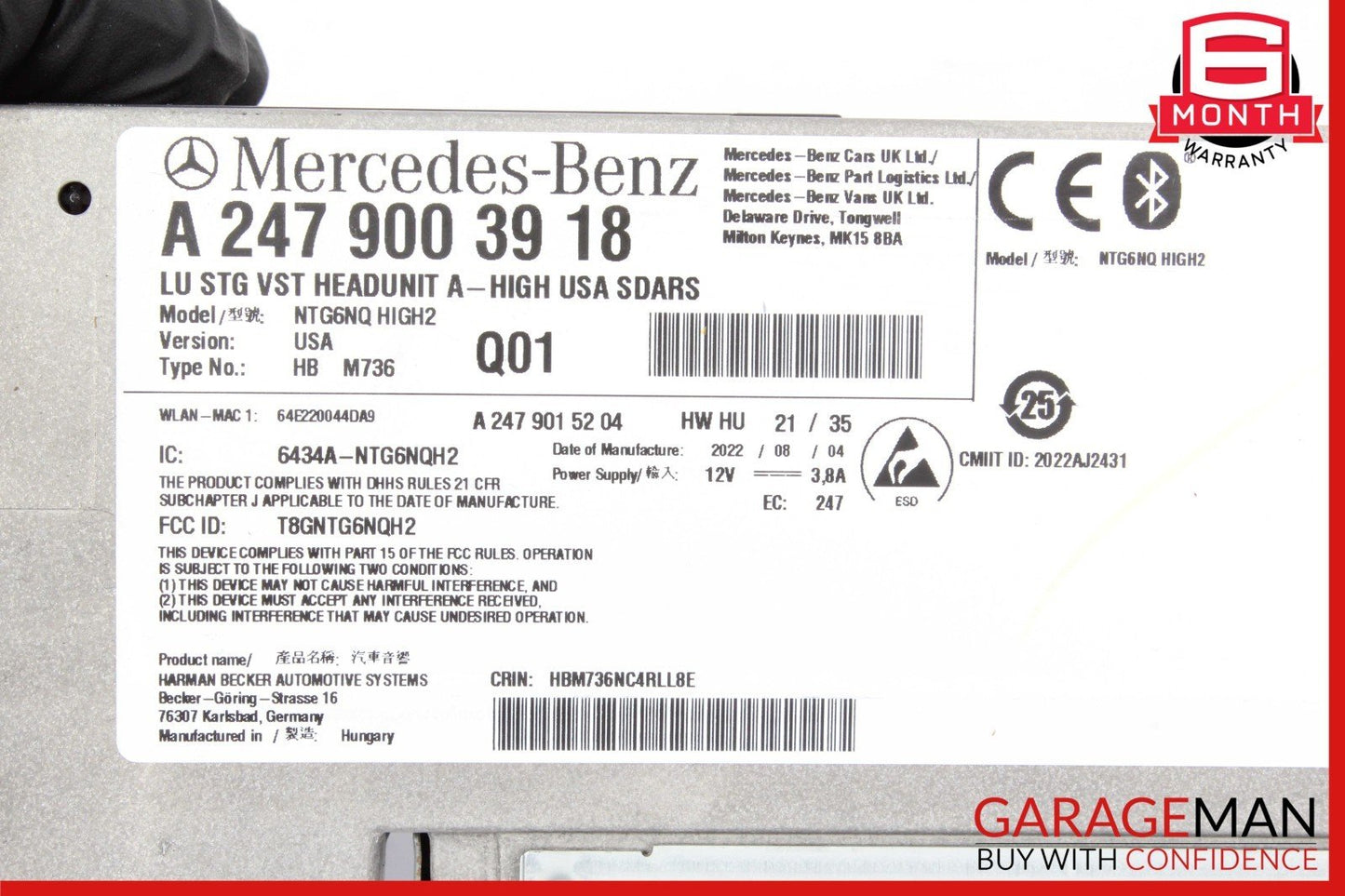 20-25 Mercedes W118 CLA250 GLB250 Front Dash Audio Radio Receiver Head Unit OEM