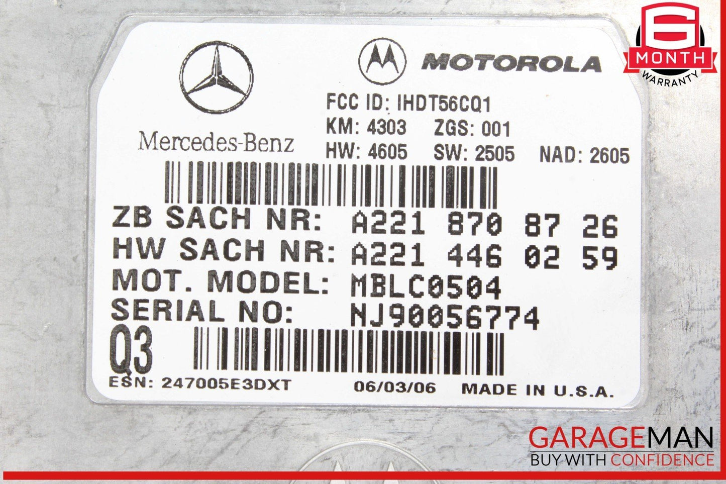 Mercedes W164 ML350 Voice Communication Control Module 2218708726 OEM