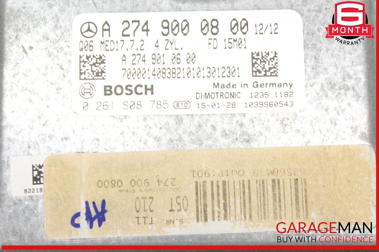 15-20 Mercedes W205 C300 GLC350e E300 M274 2.0L ECU ECM Engine Control Module
