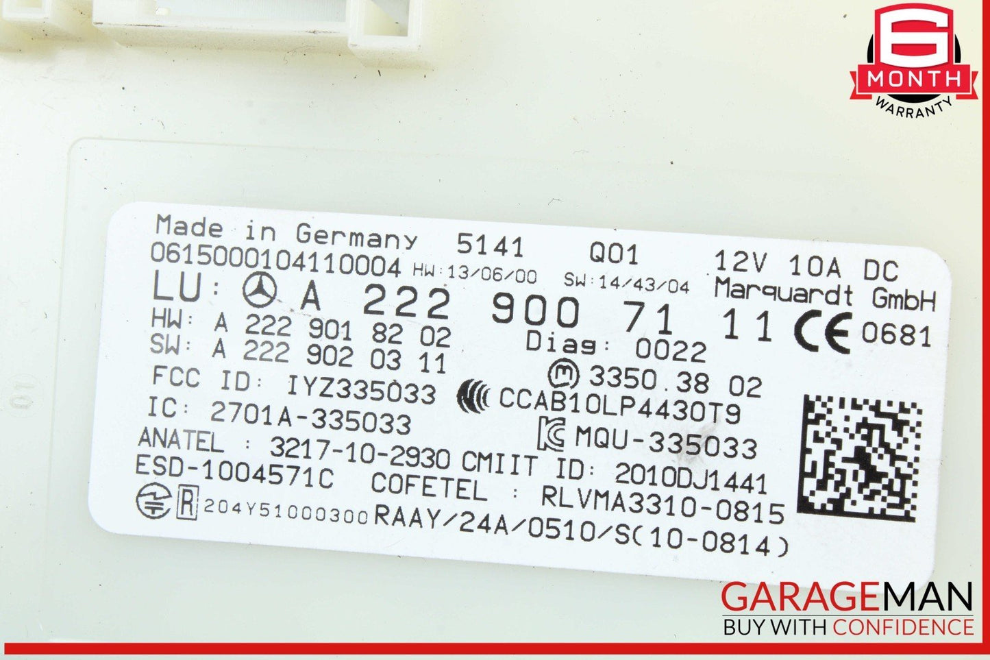 14-19 Mercedes W205 C300 S600 GLC350 S550 Keyless Go Entry Control Module OEM