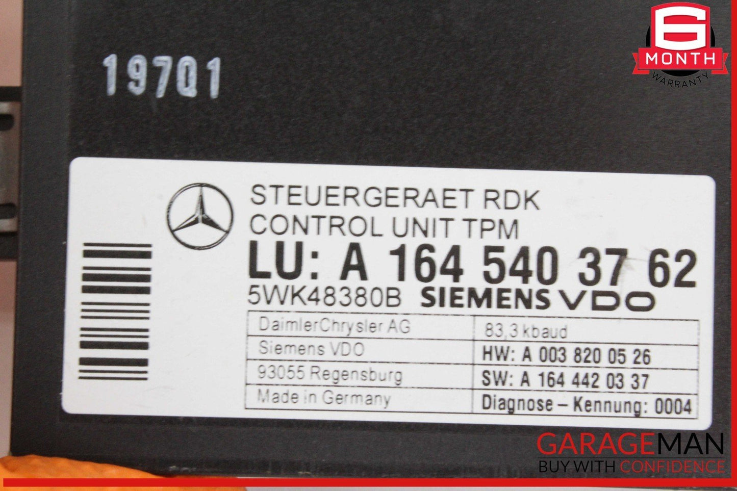 06-13 Mercedes W211 E320 ML350 R350 TPMS Tire Pressure Control 1645403762 OEM