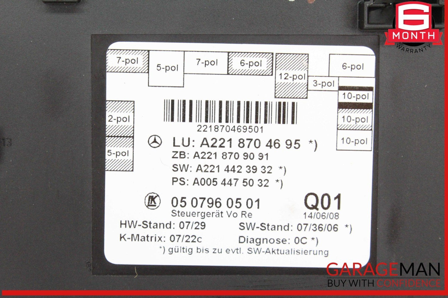 07-13 Mercedes W221 S550 S600 Front Right Side Door Control Module Unit OEM
